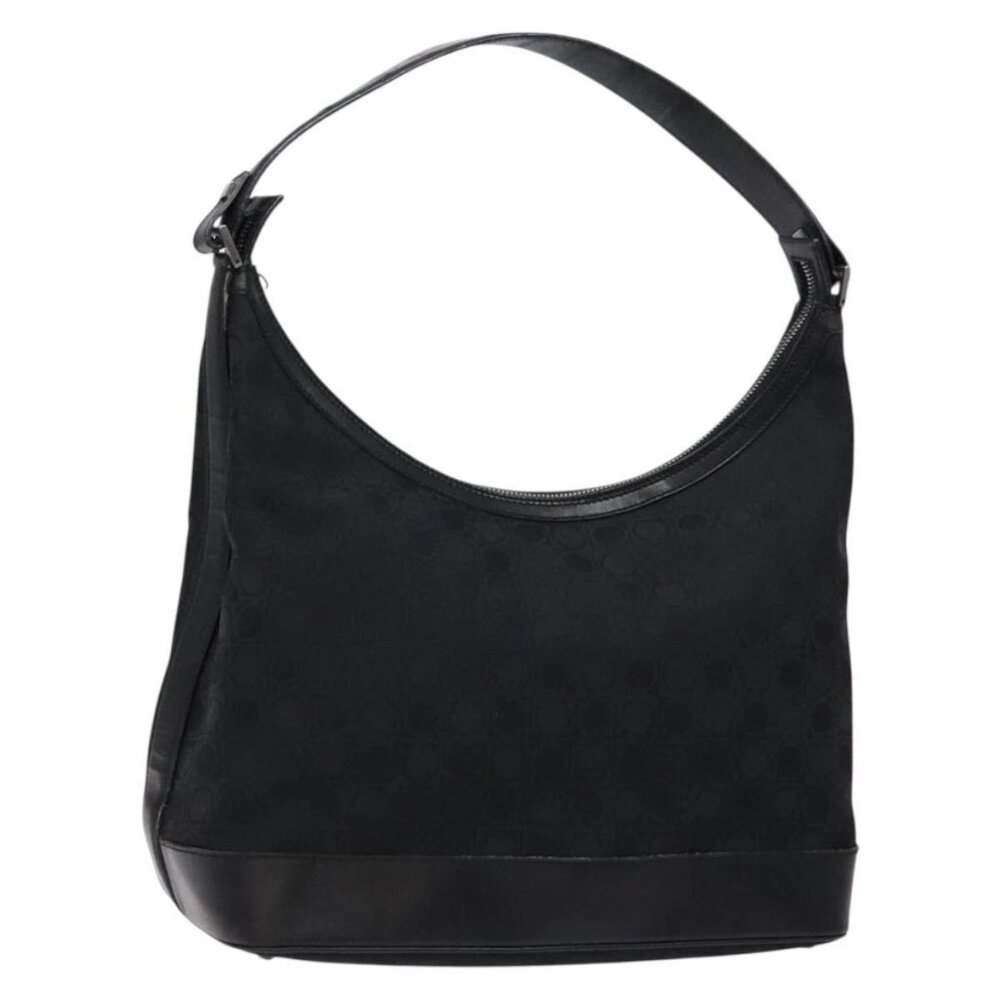 Salvatore Ferragamo Shoulder Bag Canvas Brown Silver